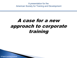 A presentation for the American Society for Training and Development 1