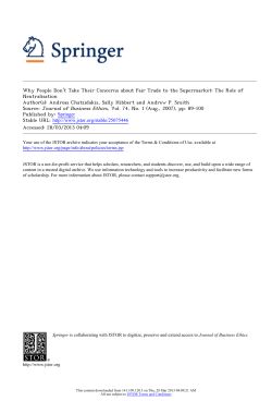 Why People Don't Take Their Concerns about Fair Trade to... Neutralisation Author(s): Andreas Chatzidakis, Sally Hibbert and Andrew P. Smith