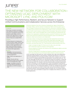 The New NeTwOrk fOr COllaBOraTION– OPTImIzINg UC&amp;C DePlOYmeNT wITh