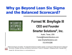 Why go Beyond Lean Six Sigma and the Balanced Scorecard?