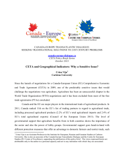 CETA and Geographical Indicators: Why a Sensitive Issue?
