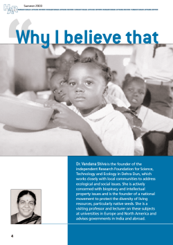“ Why I believe that Dr. Vandana Shiva