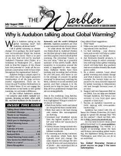 W July/August 2008 NEWSLETTER OF THE AUDUBON SOCIETY OF GREATER DENVER