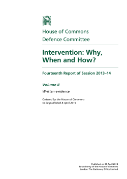 Intervention: Why, When and How? House of Commons Defence Committee