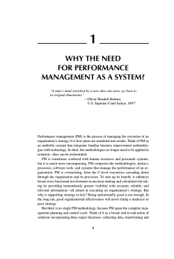 1 WHY THE NEED FOR PERFORMANCE MANAGEMENT AS A SYSTEM?