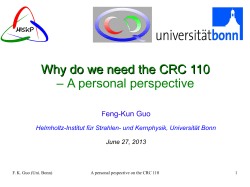 Why do we need the CRC 110 – A personal perspective F