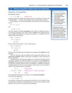 C.4 Solving Inequalities Algebraically and Graphically Properties of Inequalities C35