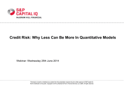 Credit Risk: Why Less Can Be More In Quantitative Models