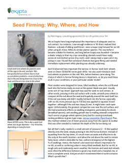 Seed Firming: Why, Where, and How