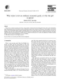 Why water is not an ordinary economic good, or why... is special Hubert H.G. Savenije