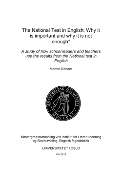 The National Test in English: Why it enough*