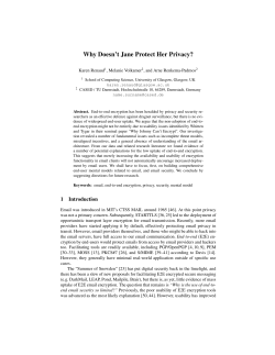 Why Doesn’t Jane Protect Her Privacy? Karen Renaud , Melanie Volkamer