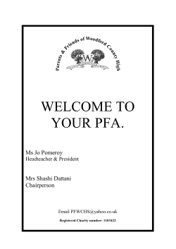 WELCOME TO YOUR PFA.  Ms Jo Pomeroy