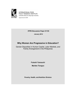 Why Women Are Progressive in Education? Family Arrangement in the Philippines