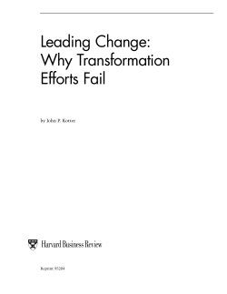 Leading Change: Why Transformation Efforts Fail Harvard Business Review