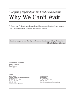 Why We Can’t Wait A Report prepared for the Ford Foundation