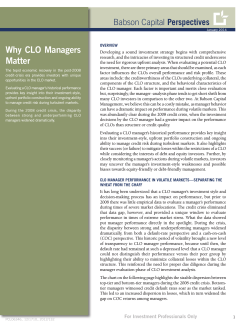 Why CLO Managers  Babson Capital Perspectives