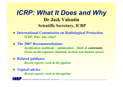 ICRP: What It Does and Why  Dr Jack Valentin Scientific Secretary, ICRP