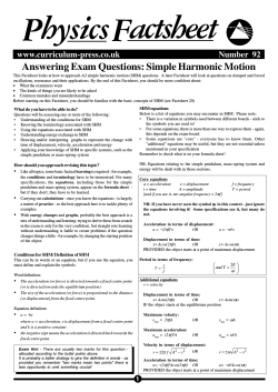 Physics Factsheet Answering Exam Questions: Simple Harmonic Motion www.curriculum-press.co.uk