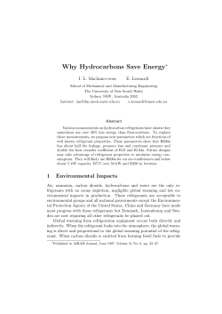 Why Hydrocarbons Save Energy ∗ I. L. Maclaine-cross E. Leonardi