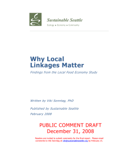 Why Local Linkages Matter  Sustainable Seattle