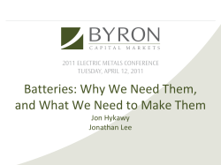 Batteries: Why We Need Them, Jon Hykawy Jonathan Lee