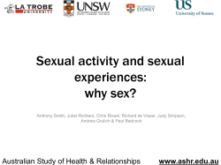 Sexual activity and sexual experiences: why sex?