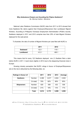 National Labor Relations Commission (NLRC) data from 2011 to 2013... more  Seafarers  file  claims  against ... Why Ambulance-Chasers are Hounding the Filipino Seafarers?