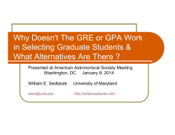 Why Doesn't The GRE or GPA Work