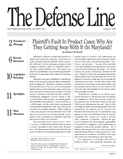 The Defense Line 2 Plaintiff’s Fault In Product Cases: Why Are