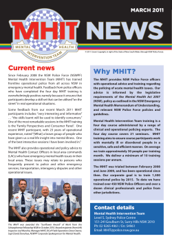 Why MHIT? Current news MARCH 2011 MHIT
