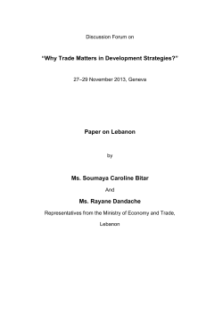 “Why Trade Matters in Development Strategies?” Paper on Lebanon