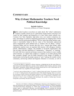 P C  Why (Urban) Mathematics Teachers Need