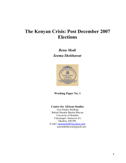 The Kenyan Crisis: Post December 2007 Elections Renu Modi Seema Shekhawat
