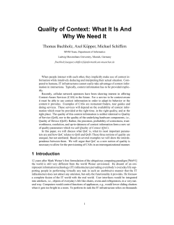 Quality of Context: What It Is And Why We Need It