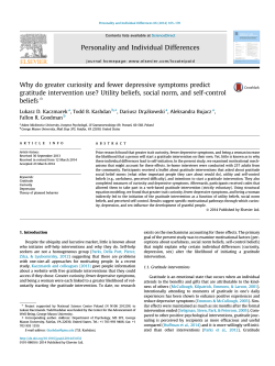 Why gratitude intervention use? Utility beliefs, social norm, and self-control beliefs Lukasz