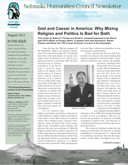 God and Caesar in America: Why Mixing August 2012 IN THIS ISSUE: