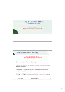Top-k Queries: basics Top-k queries: what and why