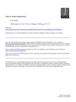 There Is No Best Method-Why? N. S. Prabhu TESOL Quarterly