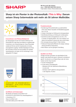 Sharp ist ein Pionier in der Photovoltaik Darum /This is Why: