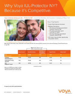 Why Voya IUL-Protector NY? Because it’s Competitive. Key Highlights •
