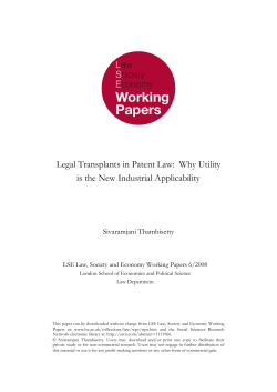 Legal Transplants in Patent Law:  Why Utility Sivaramjani Thambisetty