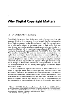1 Why Digital Copyright Matters 1.1   OVERVIEW OF THIS BOOK