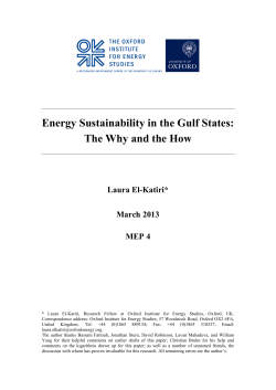 Energy Sustainability in the Gulf States: The Why and the How