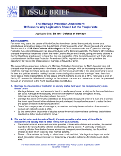 The Marriage Protection Amendment:  SB 106—Defense of Marriage