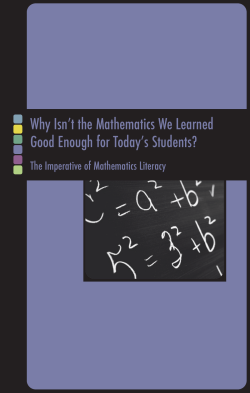 Why Isn’t the Mathematics We Learned Good Enough for Today’s Students?