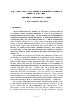 Why Teachers matter: Policy issues in the professional development of