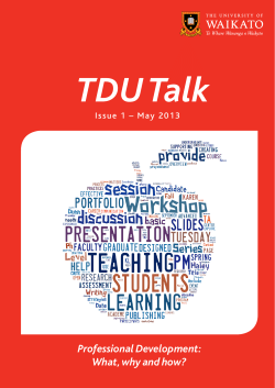 TDU Talk Professional Development: What, why and how? Issue 1 – May 2013