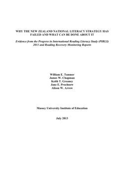 WHY THE NEW ZEALAND NATIONAL LITERACY STRATEGY HAS