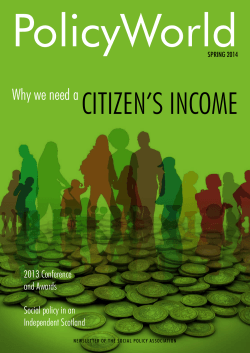 PolicyWorld CITIZEN’S INCOME Why we need a 2013 Conference
